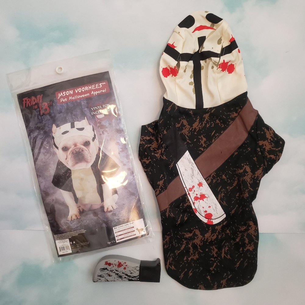 Friday The 13th Jason Voorhees Dog Pet Halloween Costume w/Toy Sz Small New